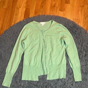 Vintage Marshall Fields Pastel Green 100% Cashmere Cardigan Size M